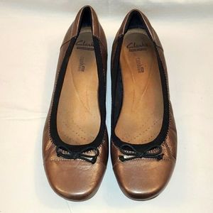 Clark's Blanche Nora Ballet Flat Bronze Leather